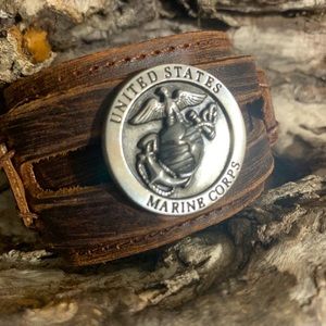 Handcrafted Brown Leather Marine Cuff / Bracelet